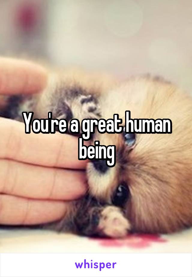You're a great human being