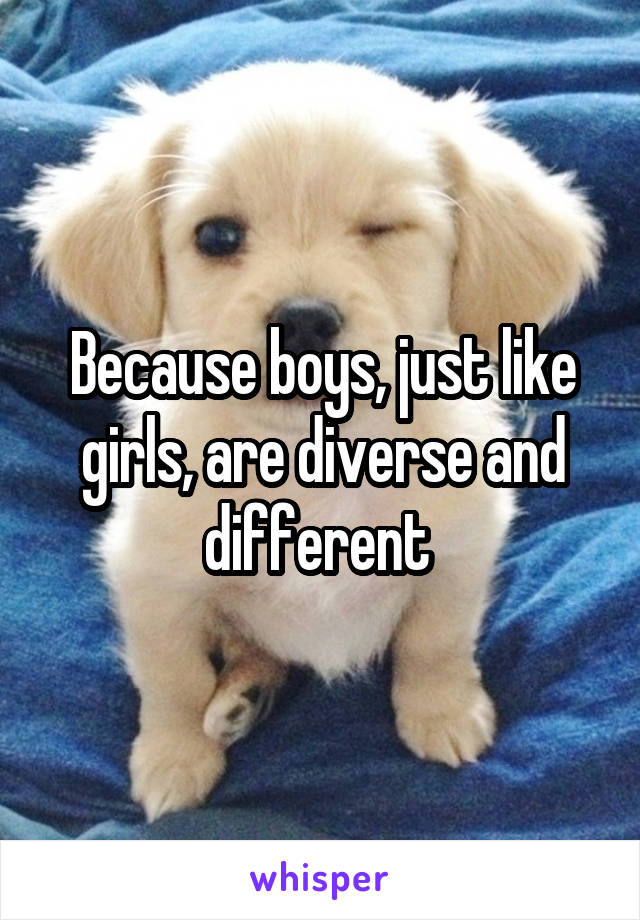 Because boys, just like girls, are diverse and different 