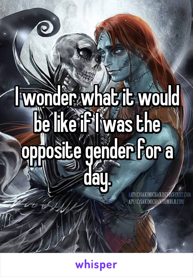 I wonder what it would be like if I was the opposite gender for a day.