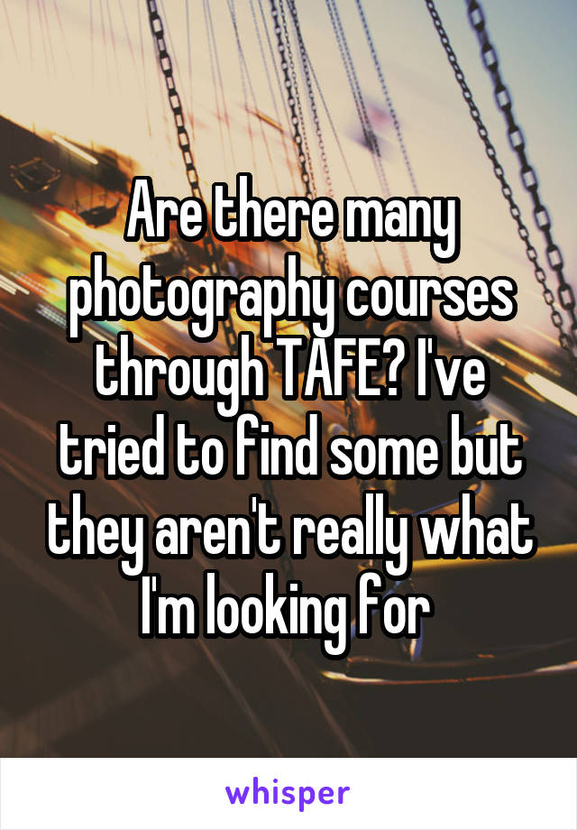 Are there many photography courses through TAFE? I've tried to find some but they aren't really what I'm looking for 