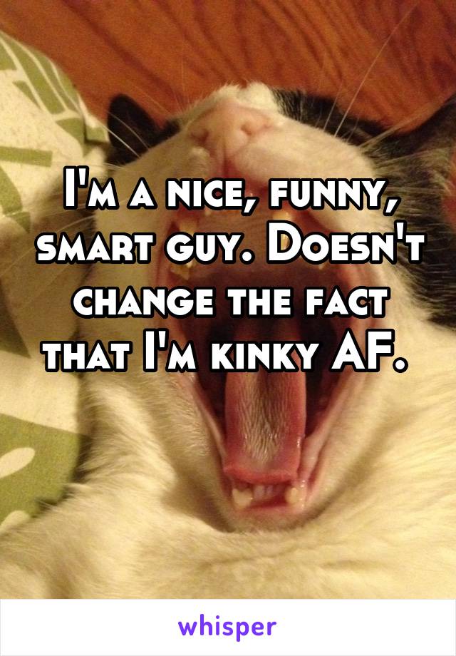 I'm a nice, funny, smart guy. Doesn't change the fact that I'm kinky AF. 

