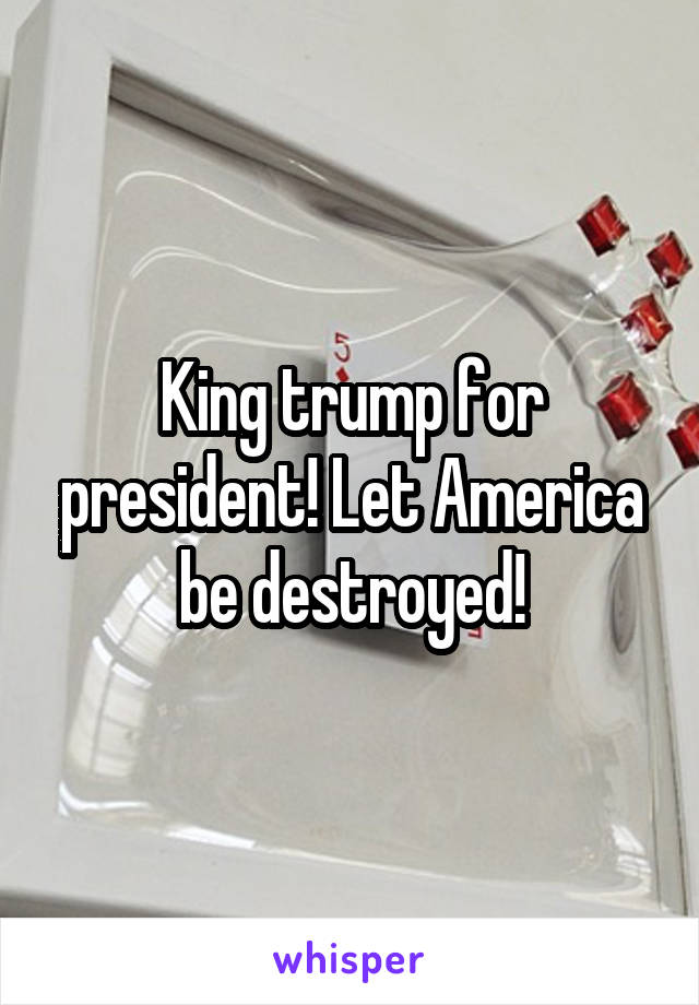 King trump for president! Let America be destroyed!