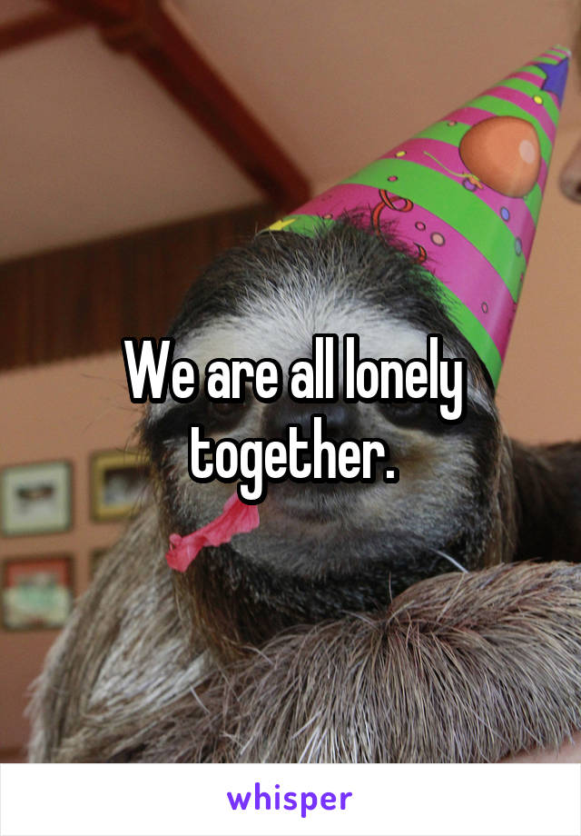 We are all lonely together.