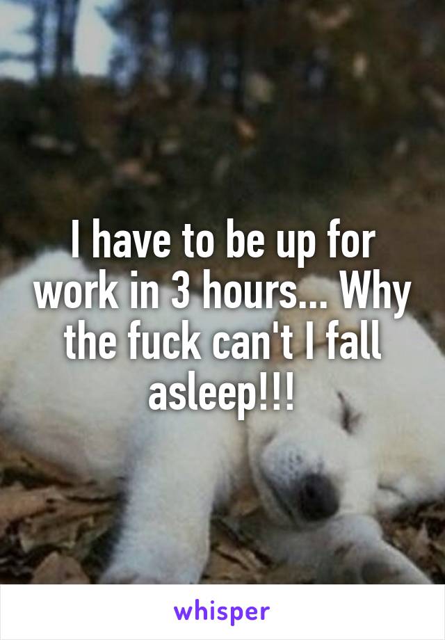 I have to be up for work in 3 hours... Why the fuck can't I fall asleep!!!