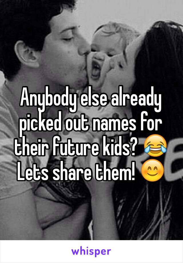 Anybody else already picked out names for their future kids? 😂 Lets share them! 😊