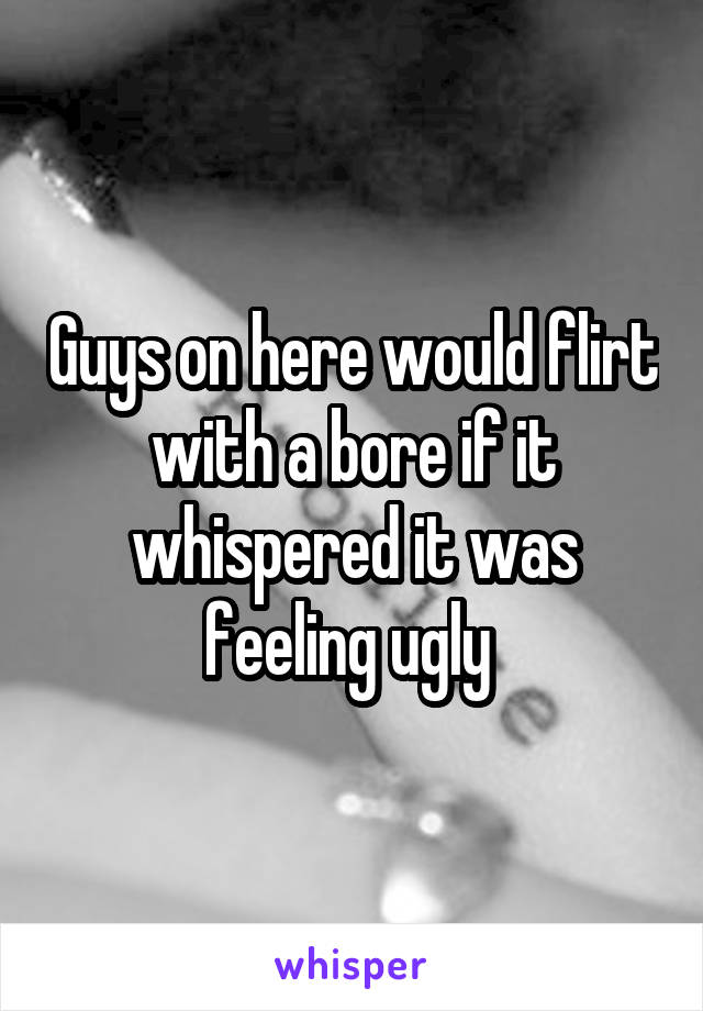 Guys on here would flirt with a bore if it whispered it was feeling ugly 