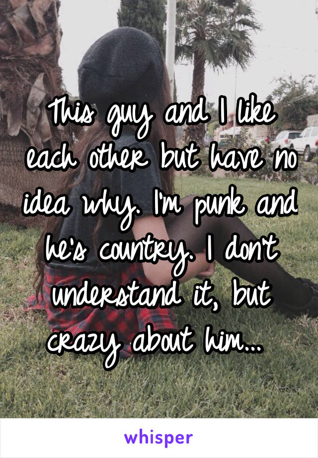 This guy and I like each other but have no idea why. I'm punk and he's country. I don't understand it, but crazy about him... 