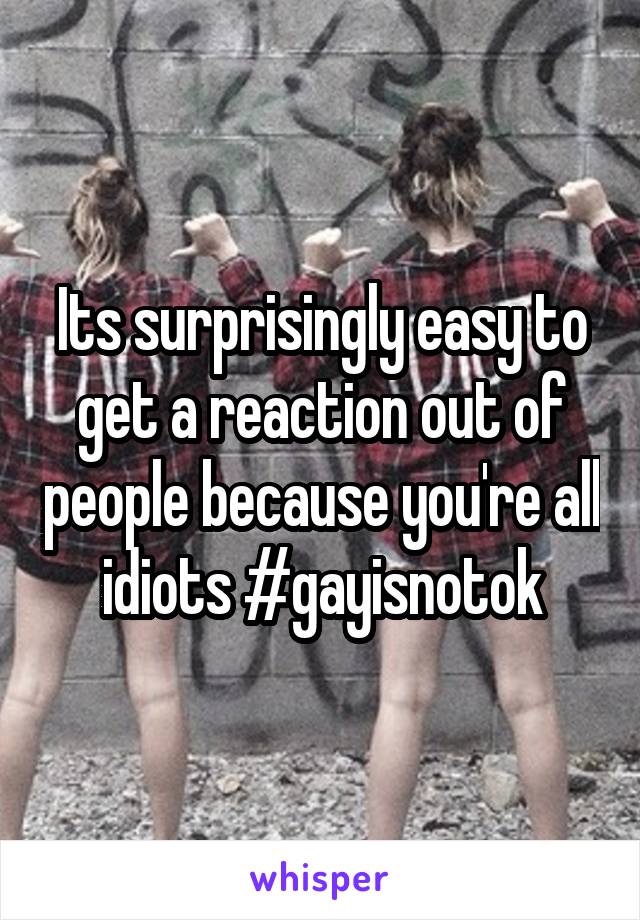 Its surprisingly easy to get a reaction out of people because you're all idiots #gayisnotok