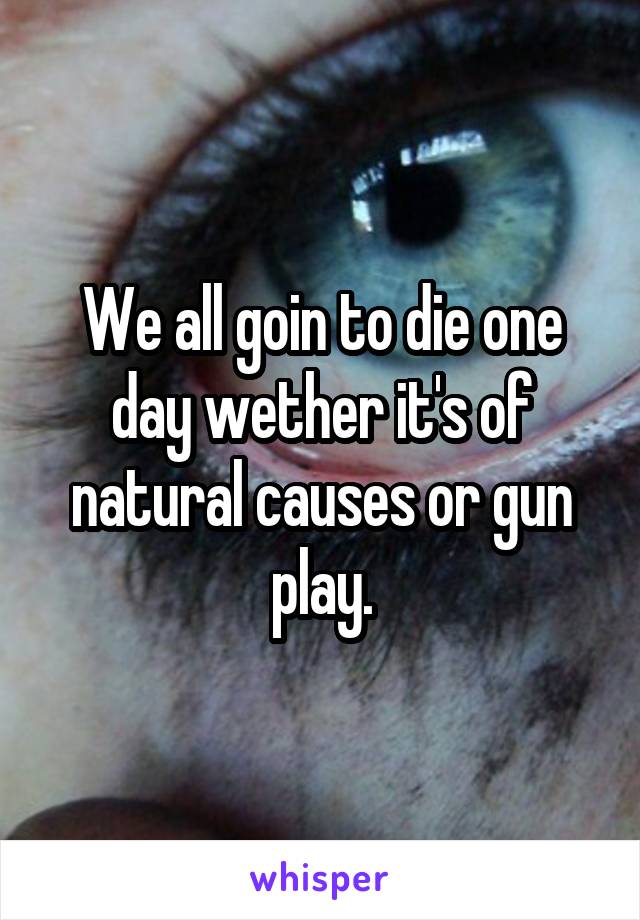 We all goin to die one day wether it's of natural causes or gun play.