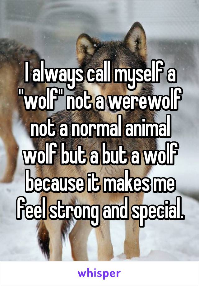 I always call myself a "wolf" not a werewolf not a normal animal wolf but a but a wolf because it makes me feel strong and special.