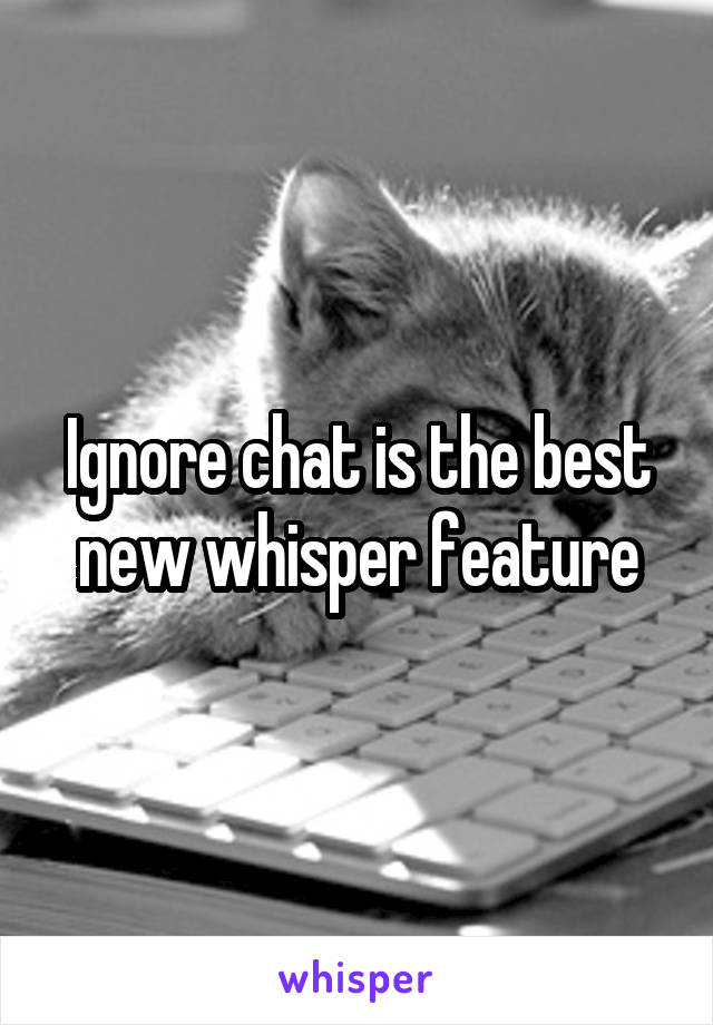 Ignore chat is the best new whisper feature