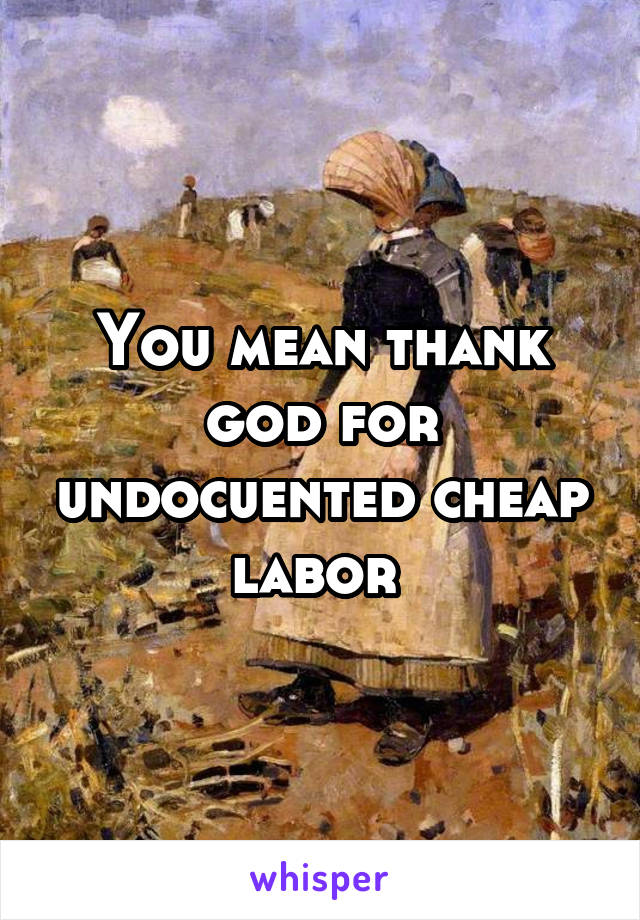 You mean thank god for undocuented cheap labor 