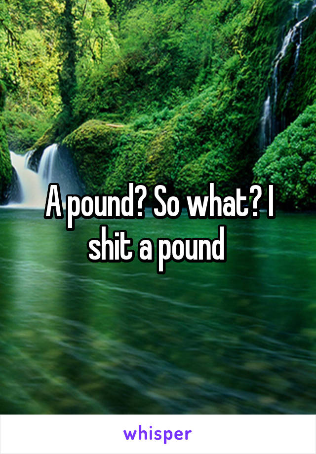 A pound? So what? I shit a pound 