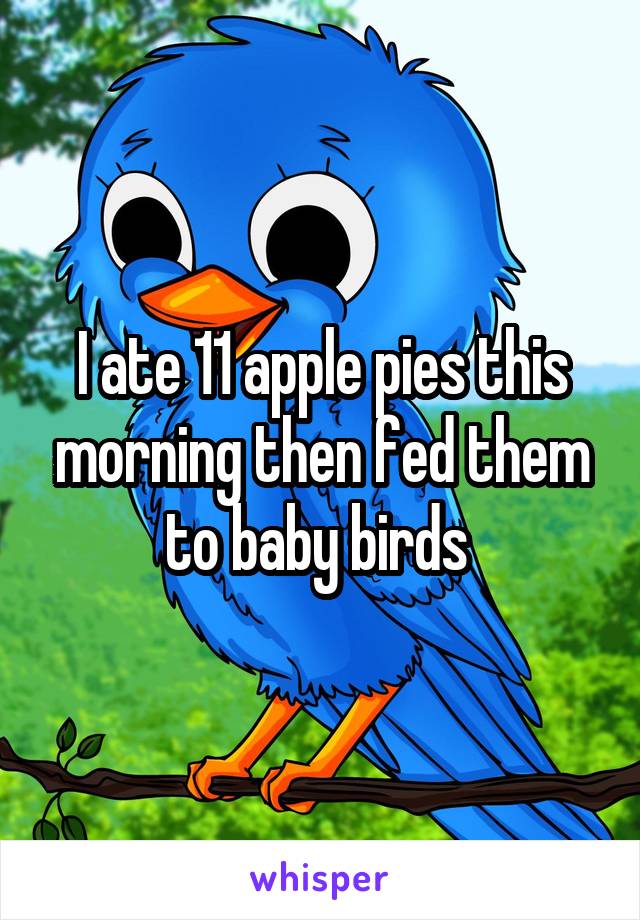 I ate 11 apple pies this morning then fed them to baby birds 