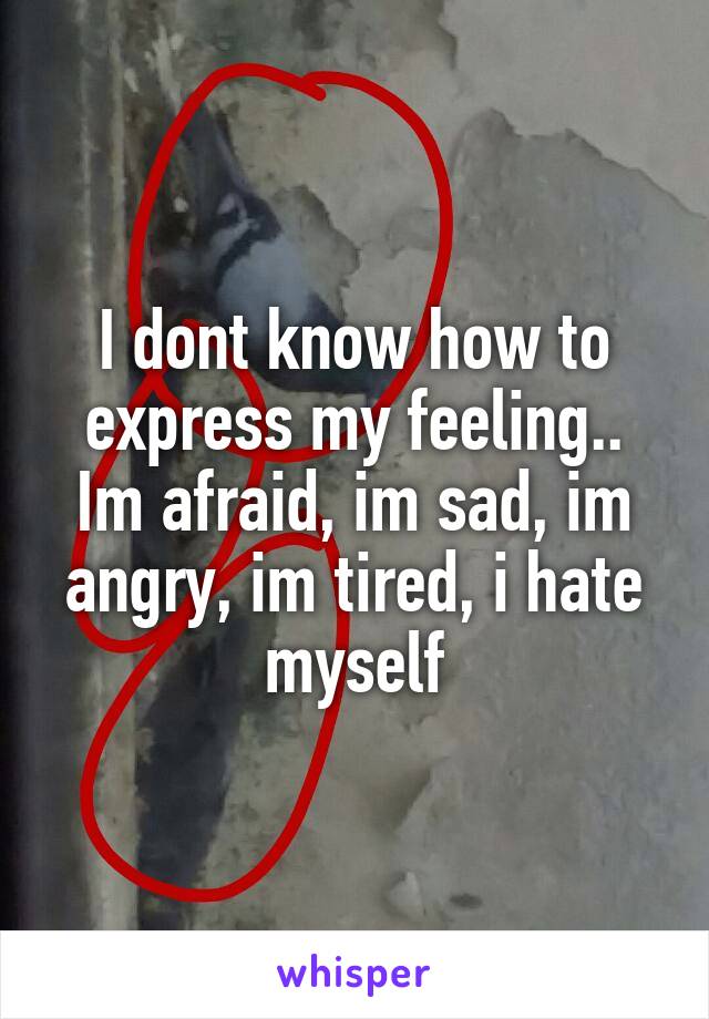 I dont know how to express my feeling..
Im afraid, im sad, im angry, im tired, i hate myself