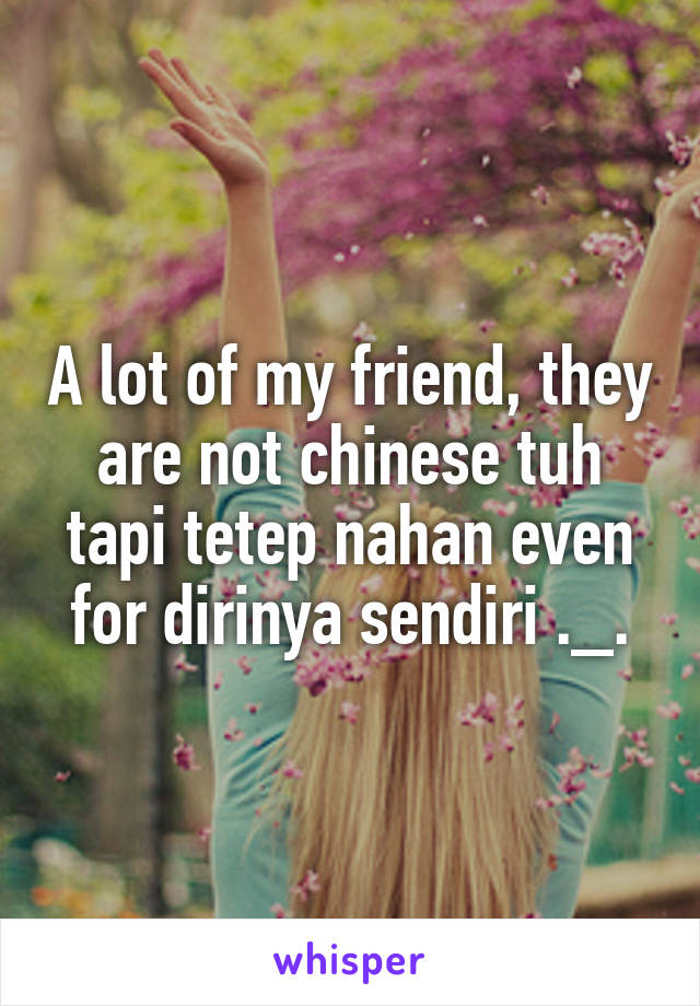 A lot of my friend, they are not chinese tuh tapi tetep nahan even for dirinya sendiri ._.