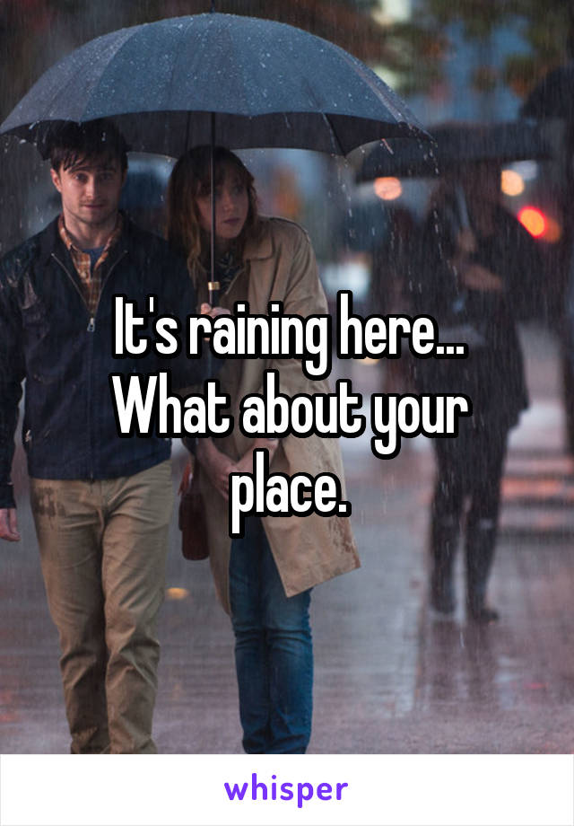 It's raining here...
What about your place.