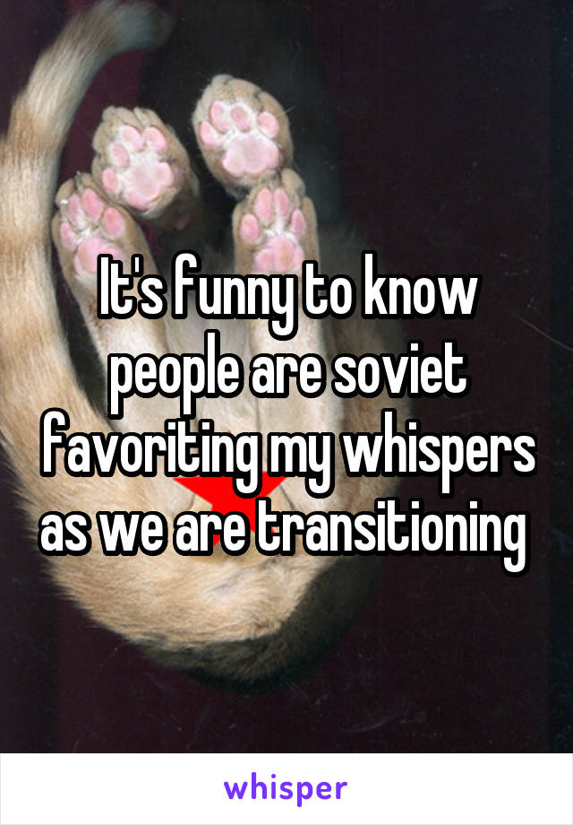 It's funny to know people are soviet favoriting my whispers as we are transitioning 