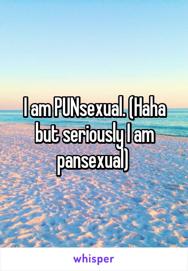 I am PUNsexual. (Haha but seriously I am pansexual) 