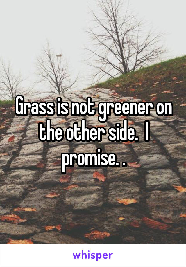 Grass is not greener on the other side.  I promise. .