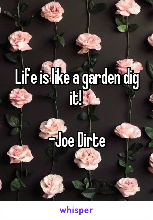 Life is like a garden dig it! 

-Joe Dirte