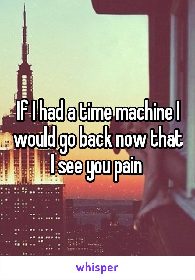 If I had a time machine I would go back now that I see you pain 