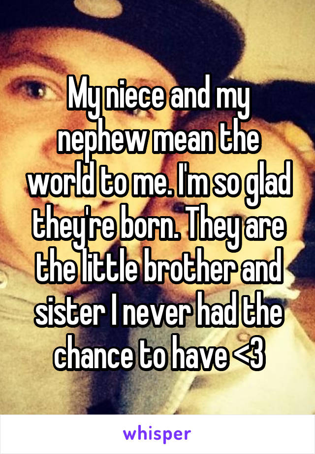 My niece and my nephew mean the world to me. I'm so glad they're born. They are the little brother and sister I never had the chance to have <3