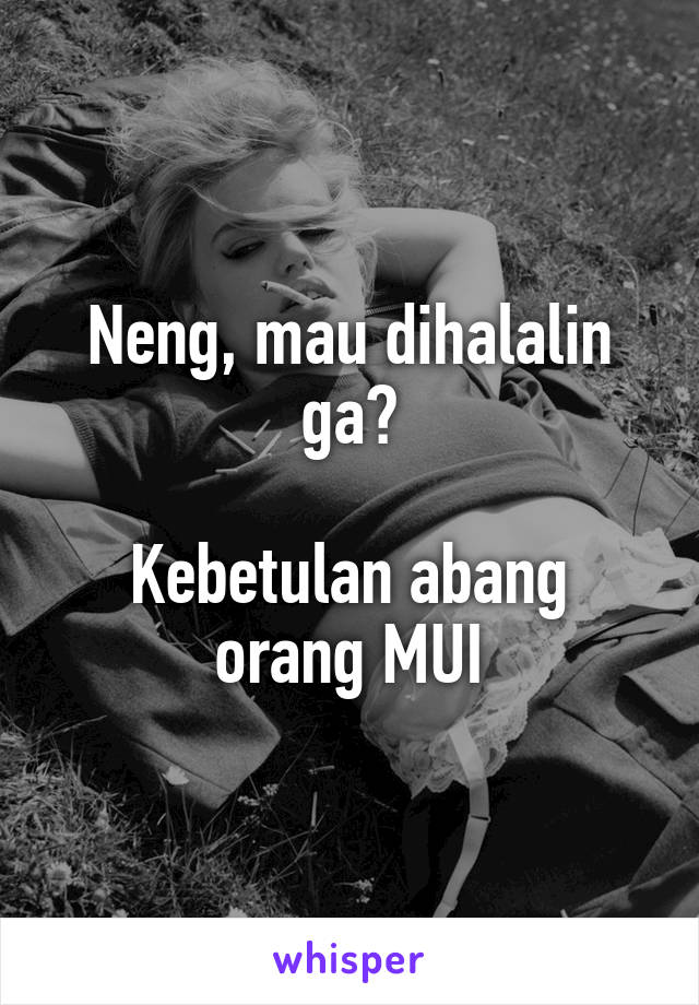 Neng, mau dihalalin ga?

Kebetulan abang orang MUI