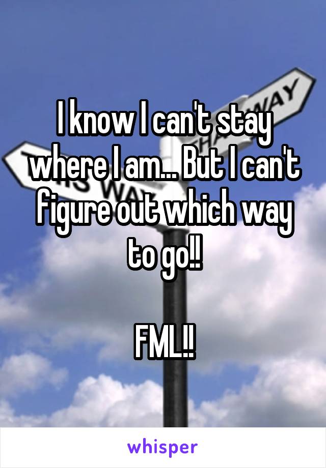 I know I can't stay where I am... But I can't figure out which way to go!!

FML!!