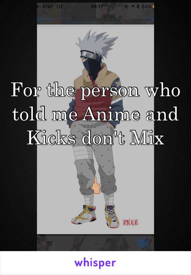 For the person who told me Anime and Kicks don't Mix

🖕🏼