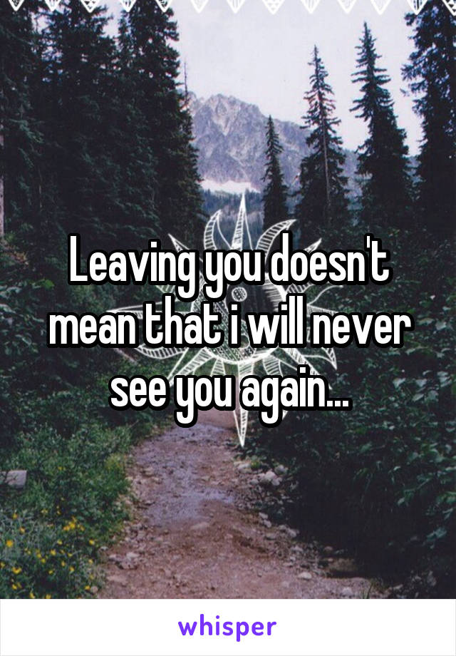 Leaving you doesn't mean that i will never see you again...