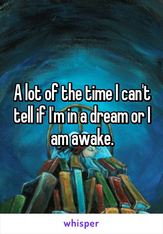 A lot of the time I can't tell if I'm in a dream or I am awake.