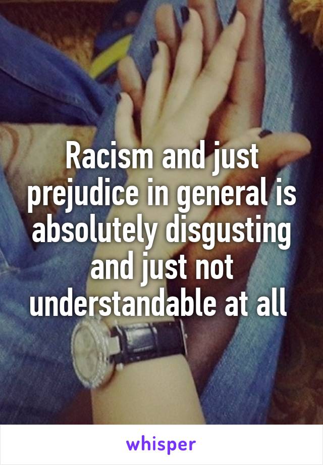 Racism and just prejudice in general is absolutely disgusting and just not understandable at all 