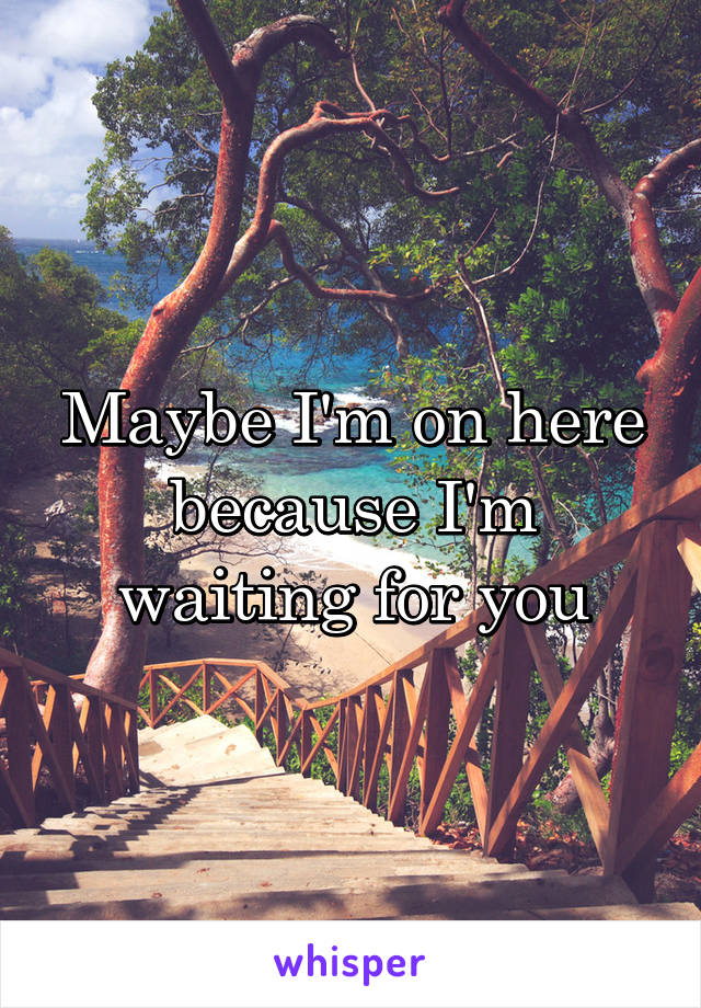 Maybe I'm on here because I'm waiting for you