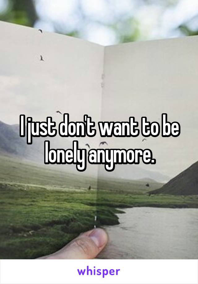 I just don't want to be lonely anymore.