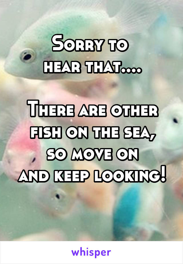 Sorry to 
hear that....

There are other fish on the sea,
so move on
and keep looking! 
