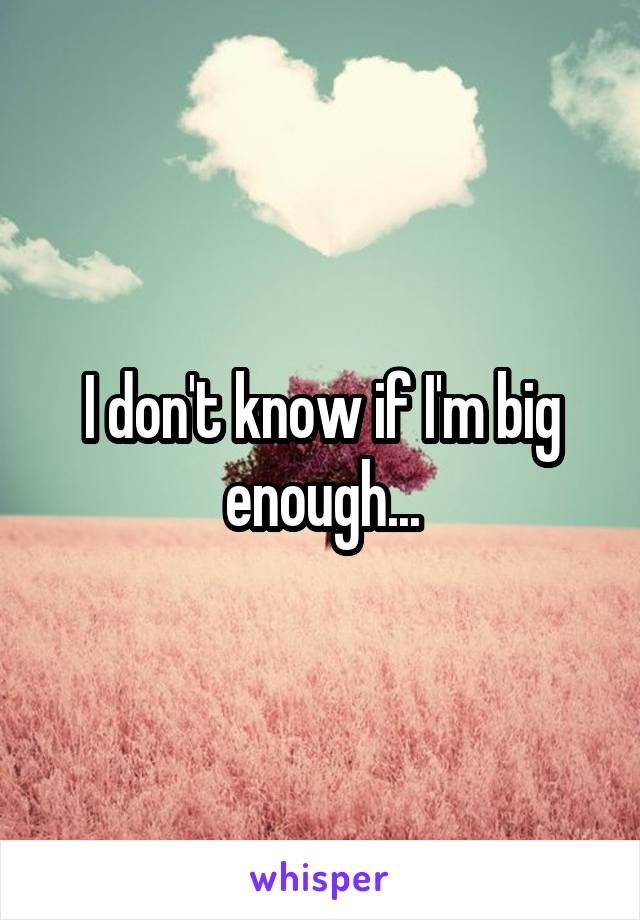 I don't know if I'm big enough...