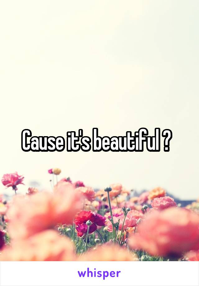 Cause it's beautiful ?  