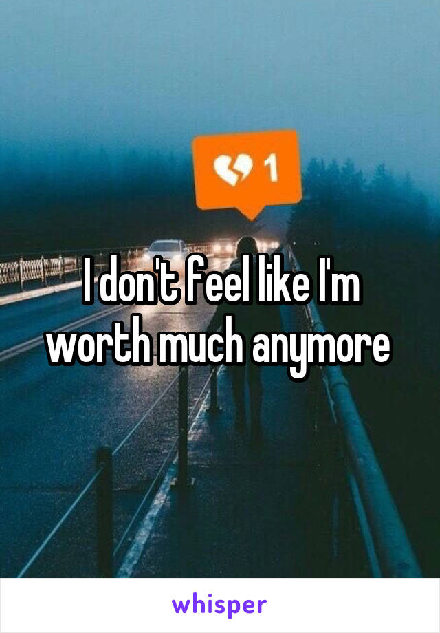 I don't feel like I'm worth much anymore 