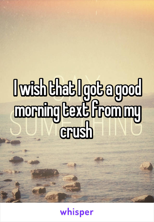 I wish that I got a good morning text from my crush 