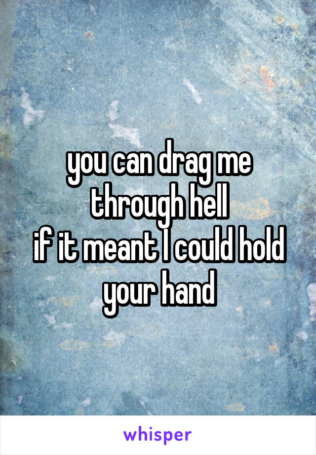 you can drag me through hell
if it meant I could hold your hand