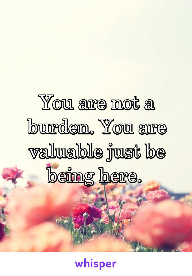 You are not a burden. You are valuable just be being here. 