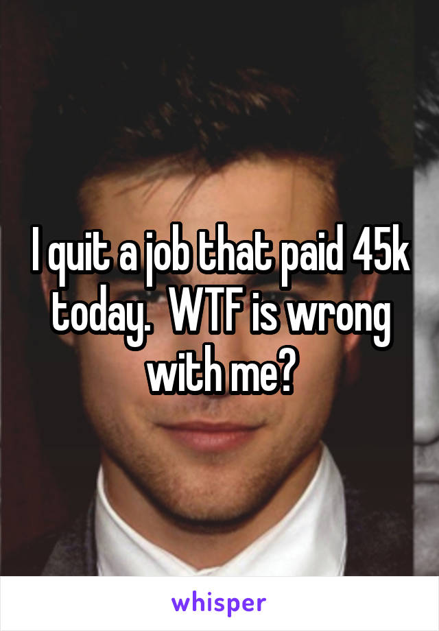 I quit a job that paid 45k today.  WTF is wrong with me?