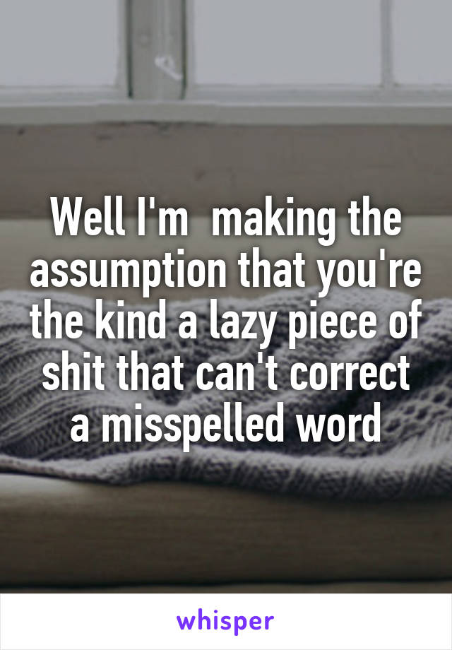 Well I'm  making the assumption that you're the kind a lazy piece of shit that can't correct a misspelled word