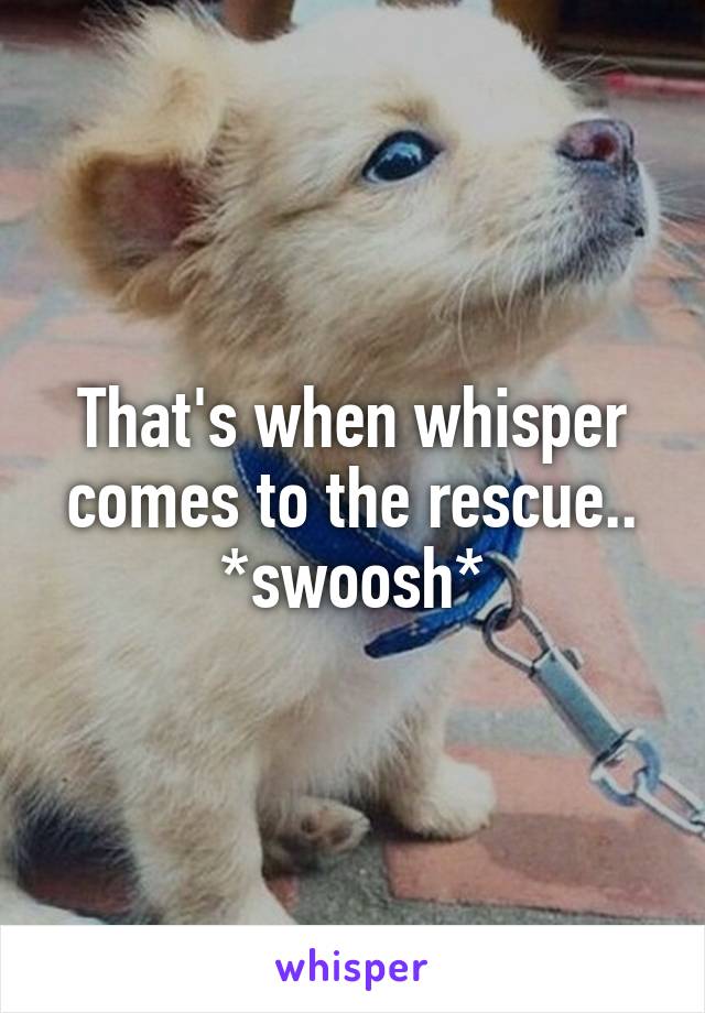 That's when whisper comes to the rescue..
*swoosh*