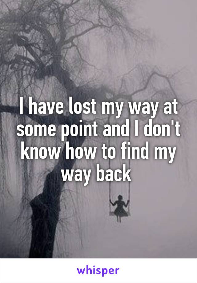 I have lost my way at some point and I don't know how to find my way back 