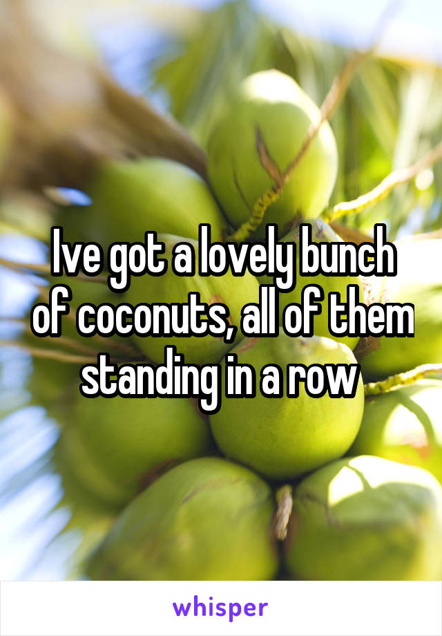 Ive got a lovely bunch of coconuts, all of them standing in a row 