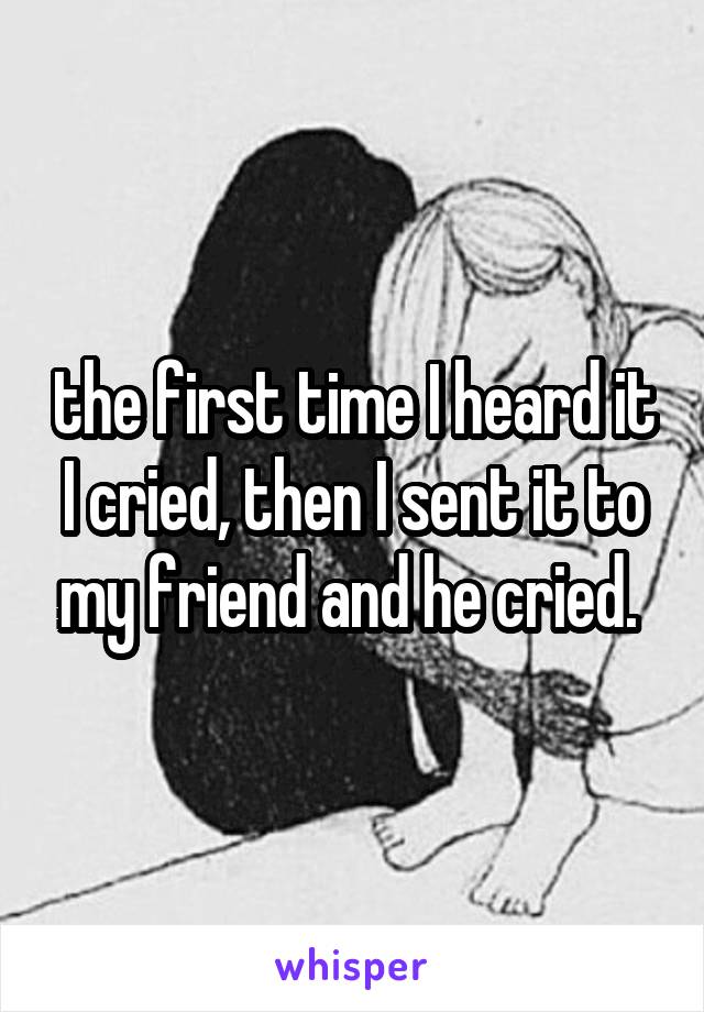 the first time I heard it I cried, then I sent it to my friend and he cried. 