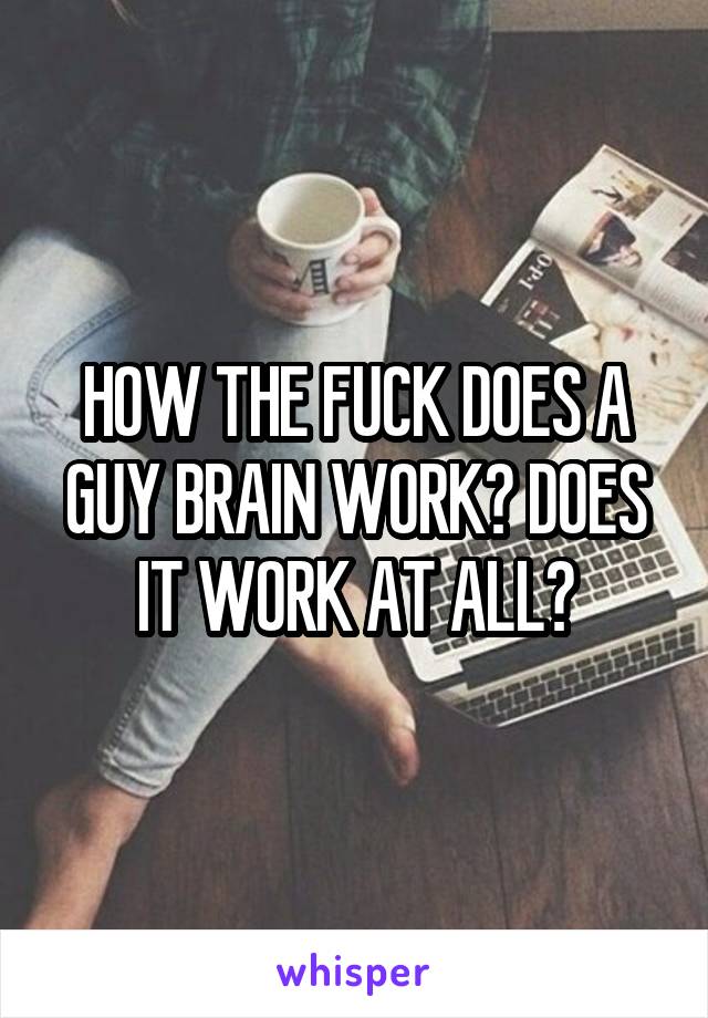 HOW THE FUCK DOES A GUY BRAIN WORK? DOES IT WORK AT ALL?