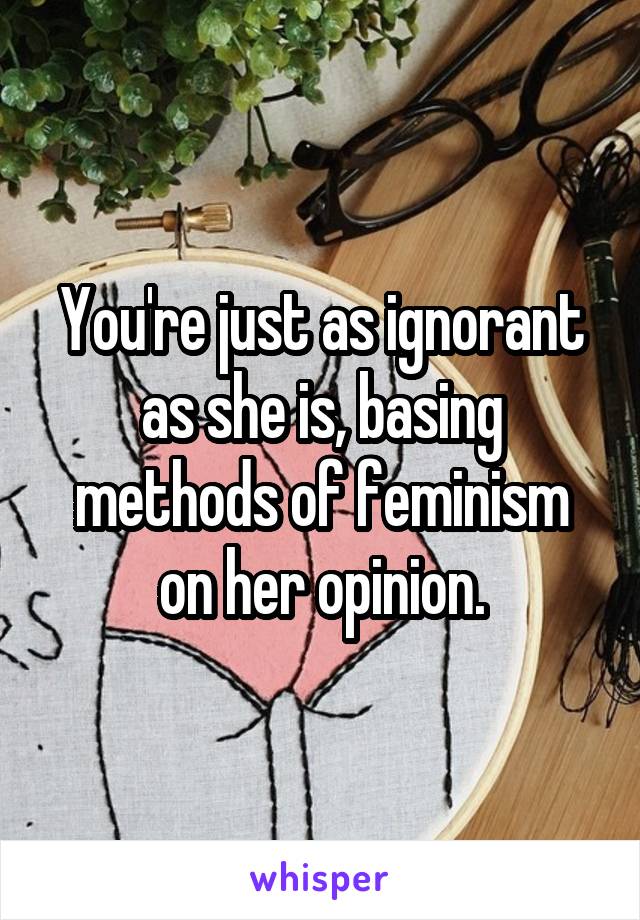 You're just as ignorant as she is, basing methods of feminism on her opinion.